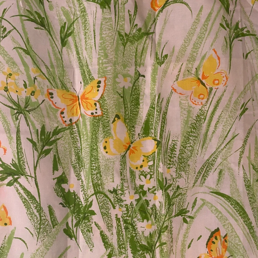 Bibb Vintage Pillowcases. Floral Green/Yellow with Butterflies. Set of 2.NWOT. - Picture 2 of 4
